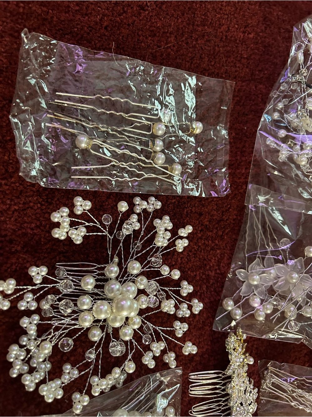 Pearl & Crystal Bridal Hair Comb Set - White